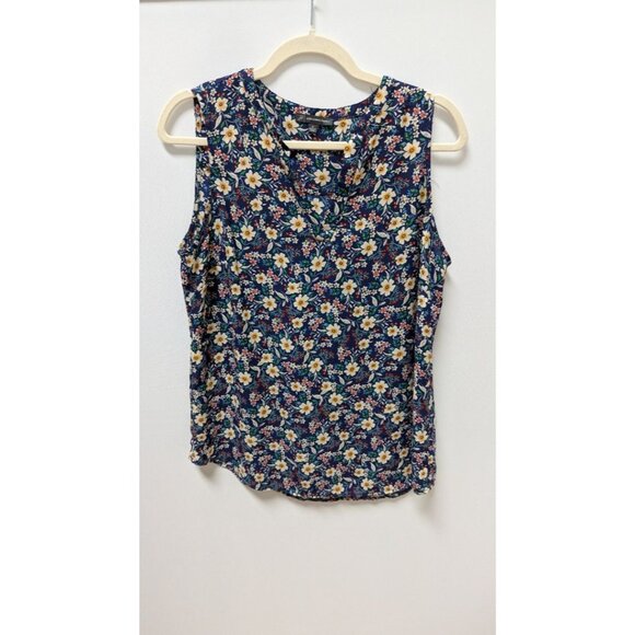 Adrianna Papell Blue Floral Sleeveless Shell Blouse - Picture 1 of 2
